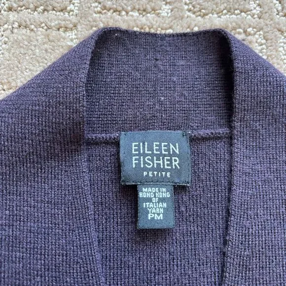 Eileen Fisher Wool Sweater Vest Women's MP Plum Purple V Neck Preppy Academia - Picture 3 of 7